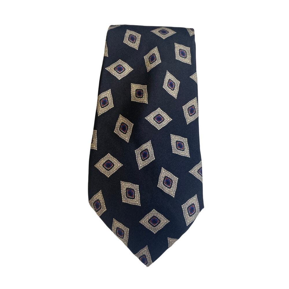 Berkley Men’s Black Diamond Geometric Pattern 100% Silk Tie Made in USA